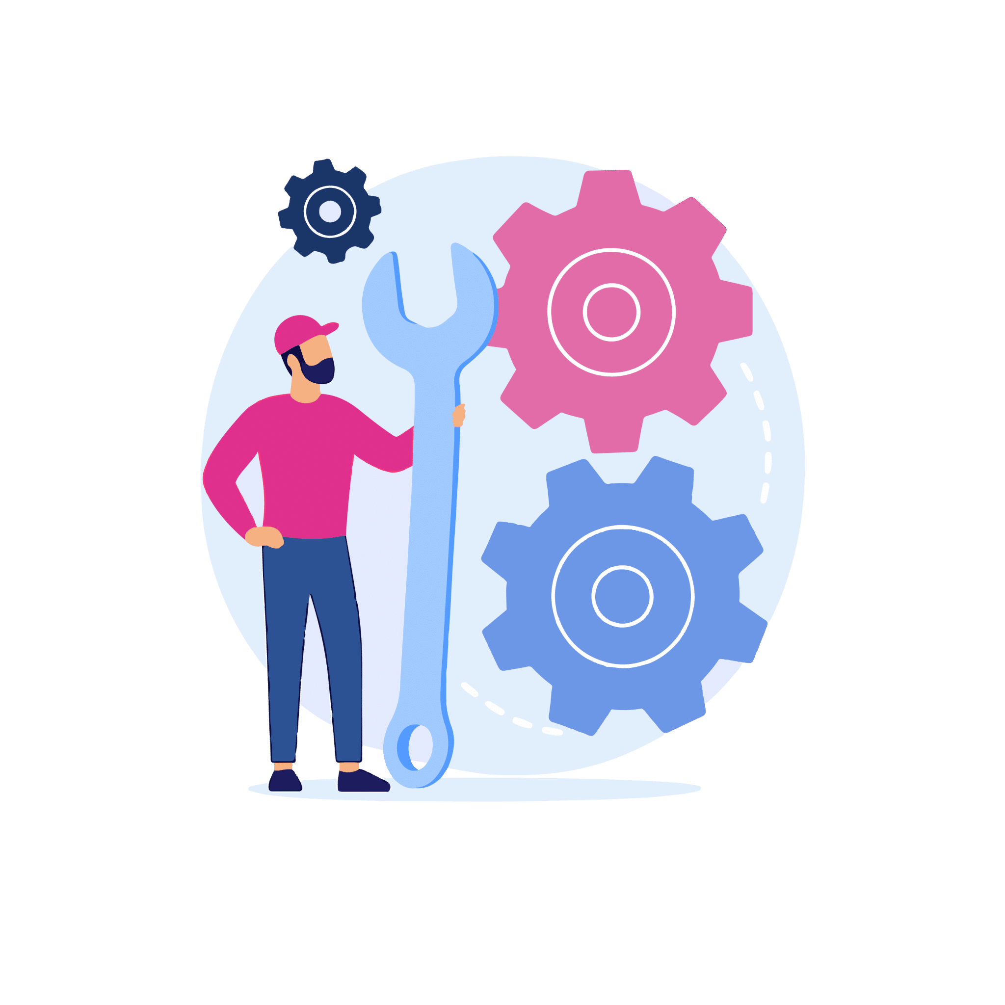 Un technicien illustre le travail de maintenance et d’optimisation de processus.